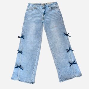 👖🎀 PTCL Sustainable Denim Bow Detail Wide Leg Jeans | Y2K Coquette Indie Sz 29